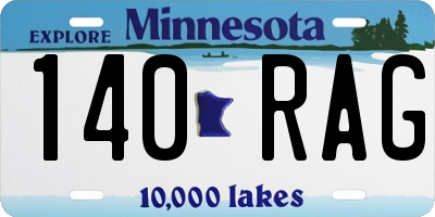 MN license plate 140RAG