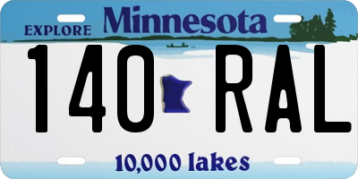MN license plate 140RAL