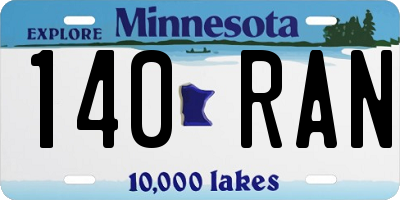 MN license plate 140RAN