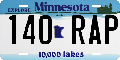 MN license plate 140RAP