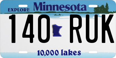 MN license plate 140RUK