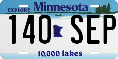 MN license plate 140SEP