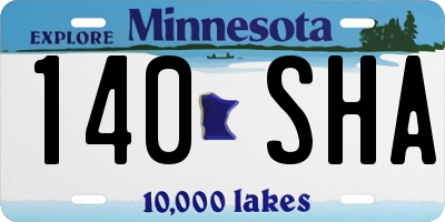 MN license plate 140SHA