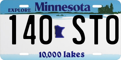 MN license plate 140STO