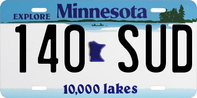 MN license plate 140SUD