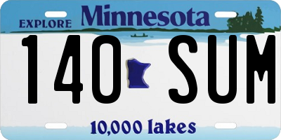 MN license plate 140SUM