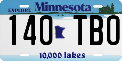 MN license plate 140TBO