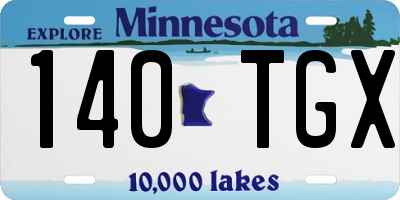 MN license plate 140TGX
