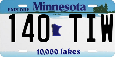 MN license plate 140TIW