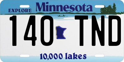 MN license plate 140TND