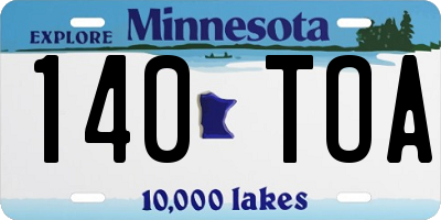 MN license plate 140TOA