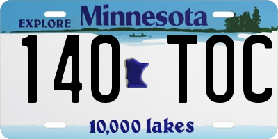 MN license plate 140TOC
