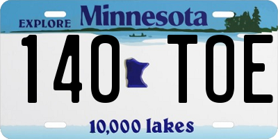 MN license plate 140TOE