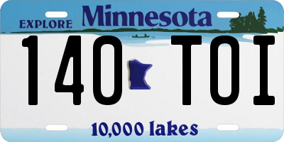 MN license plate 140TOI