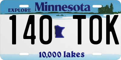 MN license plate 140TOK