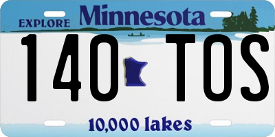 MN license plate 140TOS