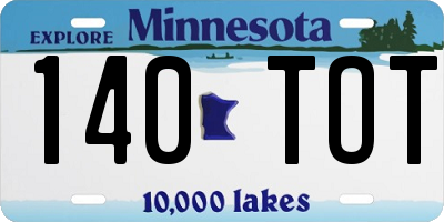 MN license plate 140TOT