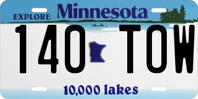 MN license plate 140TOW