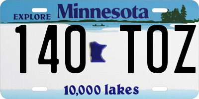 MN license plate 140TOZ