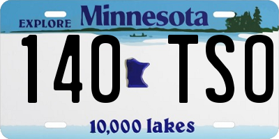MN license plate 140TSO