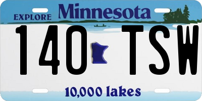 MN license plate 140TSW