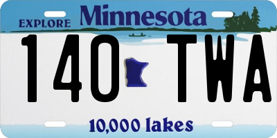 MN license plate 140TWA
