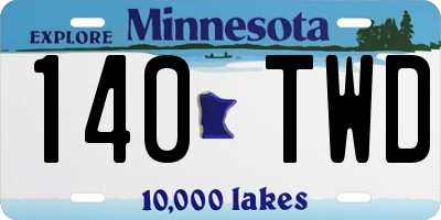 MN license plate 140TWD