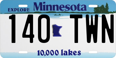 MN license plate 140TWN