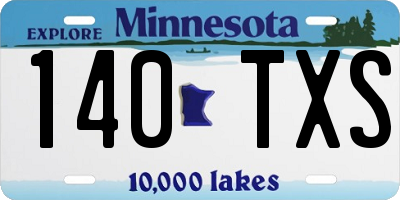 MN license plate 140TXS