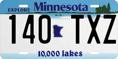MN license plate 140TXZ
