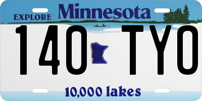 MN license plate 140TYO