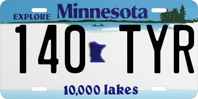 MN license plate 140TYR