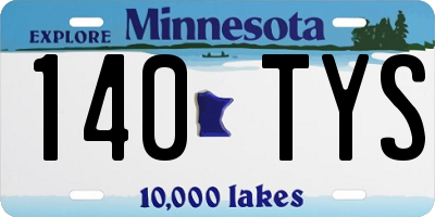 MN license plate 140TYS