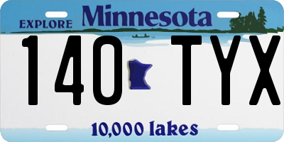 MN license plate 140TYX