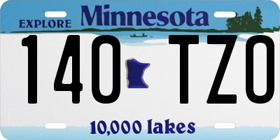 MN license plate 140TZO