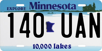 MN license plate 140UAN