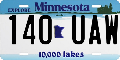 MN license plate 140UAW