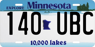 MN license plate 140UBC