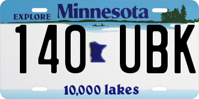 MN license plate 140UBK