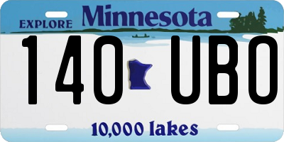 MN license plate 140UBO