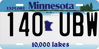 MN license plate 140UBW