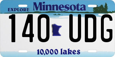 MN license plate 140UDG