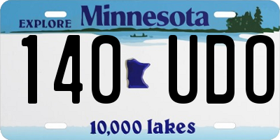 MN license plate 140UDO