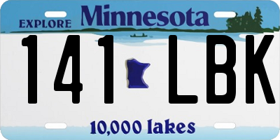 MN license plate 141LBK