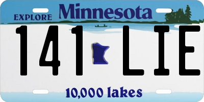 MN license plate 141LIE