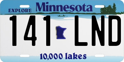 MN license plate 141LND