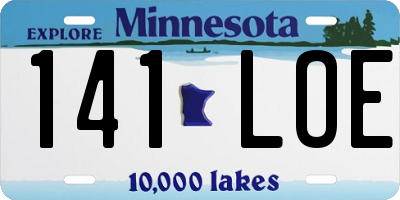 MN license plate 141LOE
