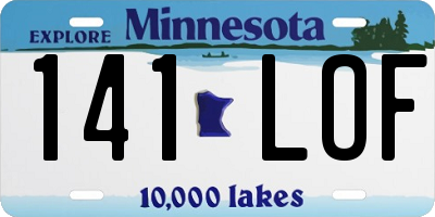 MN license plate 141LOF
