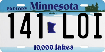 MN license plate 141LOI