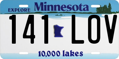 MN license plate 141LOV